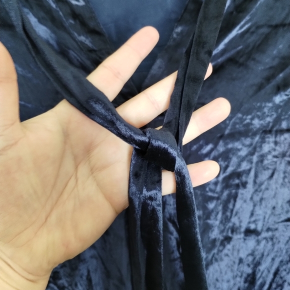 Anthropologie MAEVE Button Down Tunic Top Crushed Velvet Velour Navy Size 6 - Picture 5 of 8
